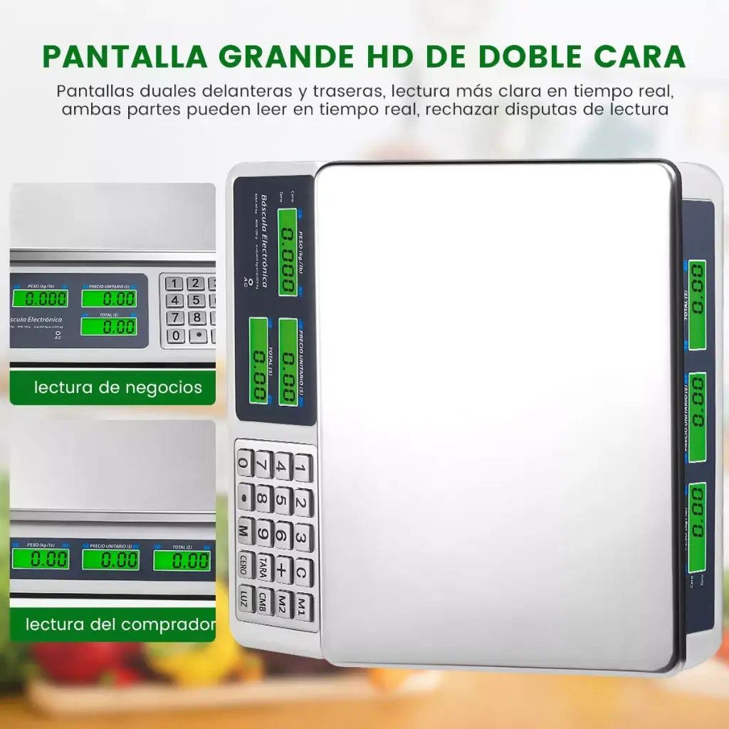 Báscula Digital Comercial hasta 40 Kg 30.7cm*22.5cm