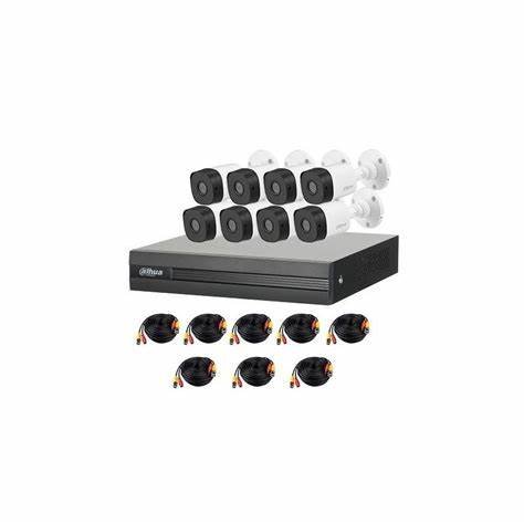 Kit de Vigilancia Dahua - DVR XVR1B08-I - 8 Canales - 8 Cámaras B1A21N - 2MP - Bala - IR 20M