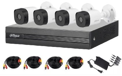 Dahua Kit de Vigilancia DH-KIT/XVR1B04-I/4-B1A11N-0280B de 4 Cámaras Bullet y 4 Canales, con Grabadora DVR.